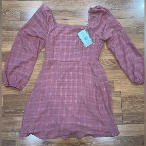Lily Rose Long Sleeve Pink Plaid Dress